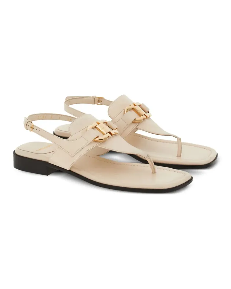Ferragamo Women's Gancini-Buckle Leather Sandals White White