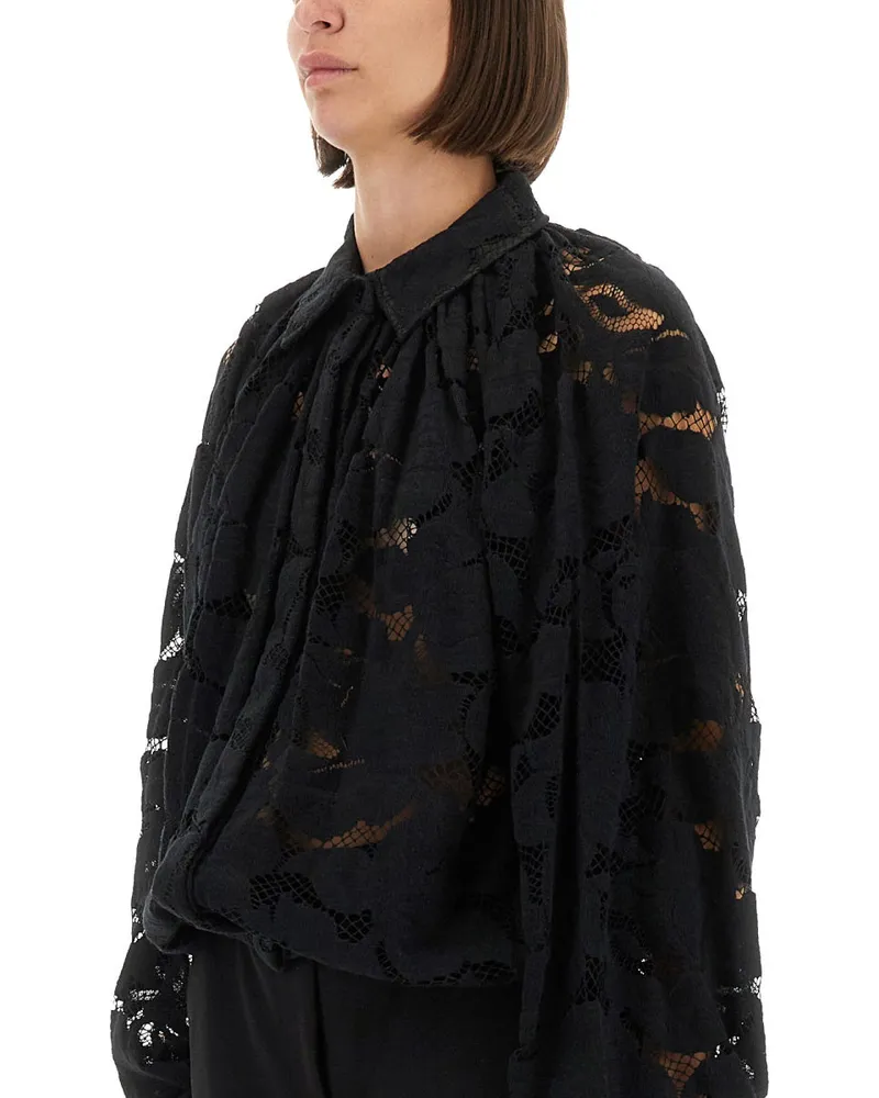 Patou Lace Balloon Blouse — Black Black