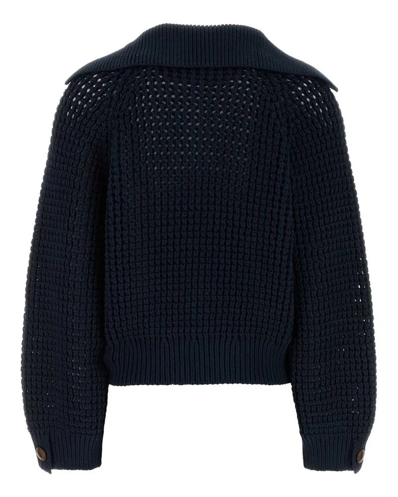 Brunello Cucinelli M89302602 C4224 Exterior: Cotton Nylon Maglie Sweater Navy