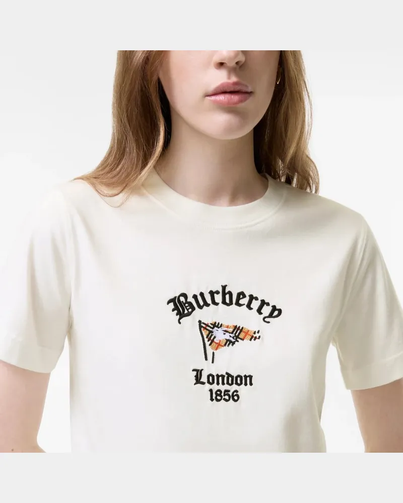 Burberry Logo-Embroidered T-Shirt — Chalk Chalk