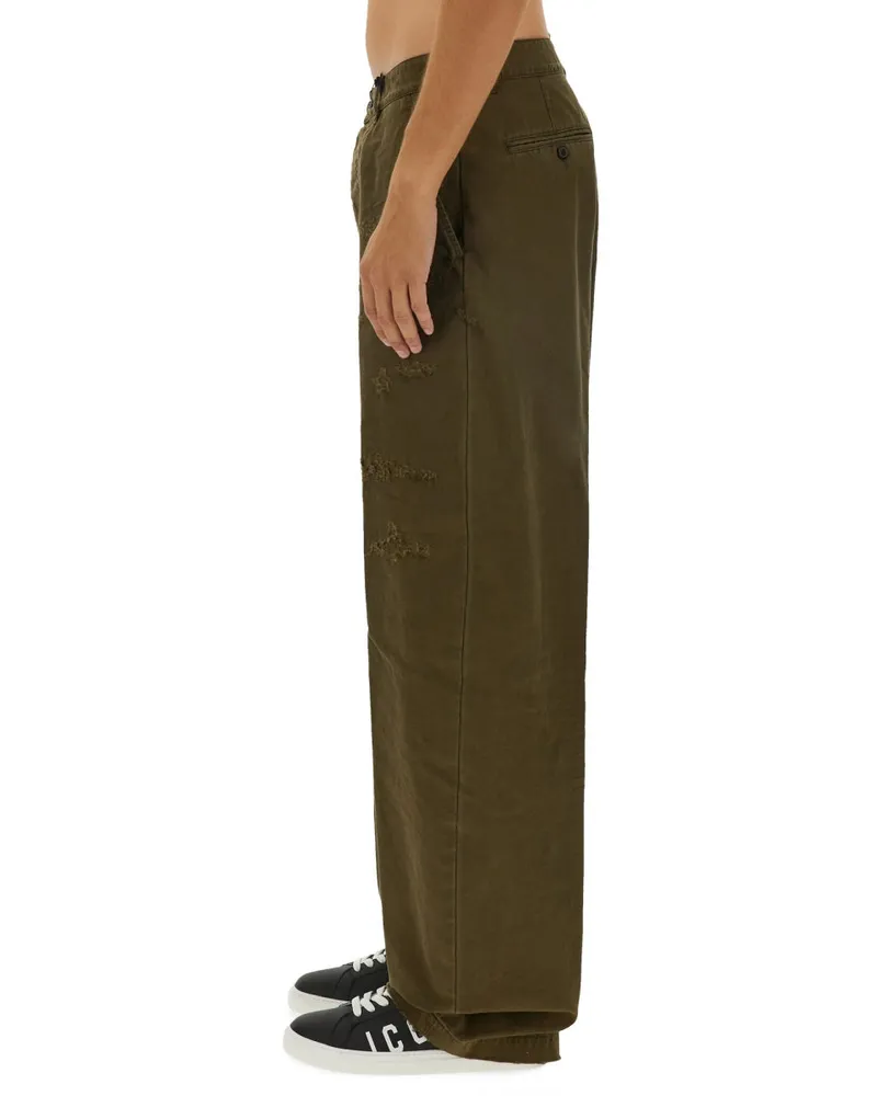 Dsquared2 Ripped Cotton Chino Trousers — Green Green