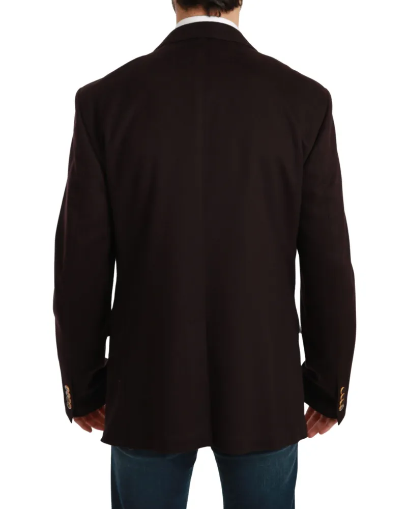 Dolce & Gabbana Men's Bordeaux Cashmere Coat Taormina Blazer Elastane Clothing Black
