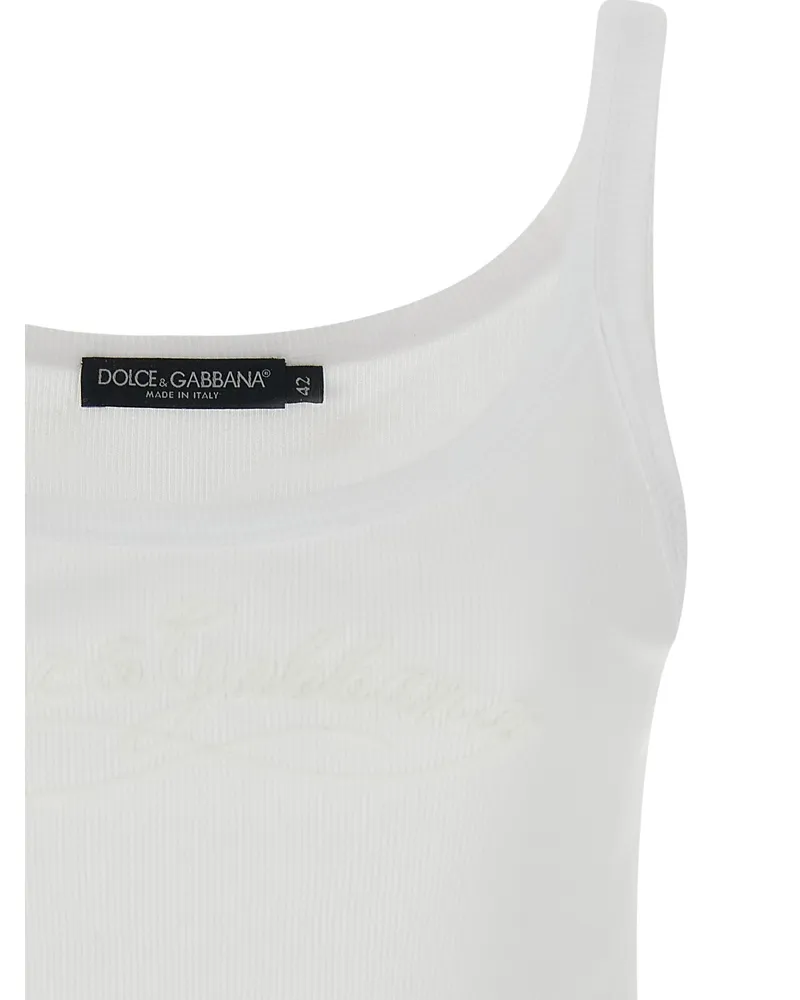 Dolce & Gabbana Ribbed Cotton Tank Top — White White
