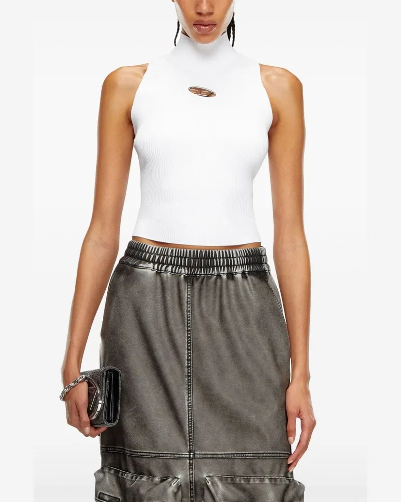 Diesel Ribbed-Knit Turtleneck Tank Top — White White