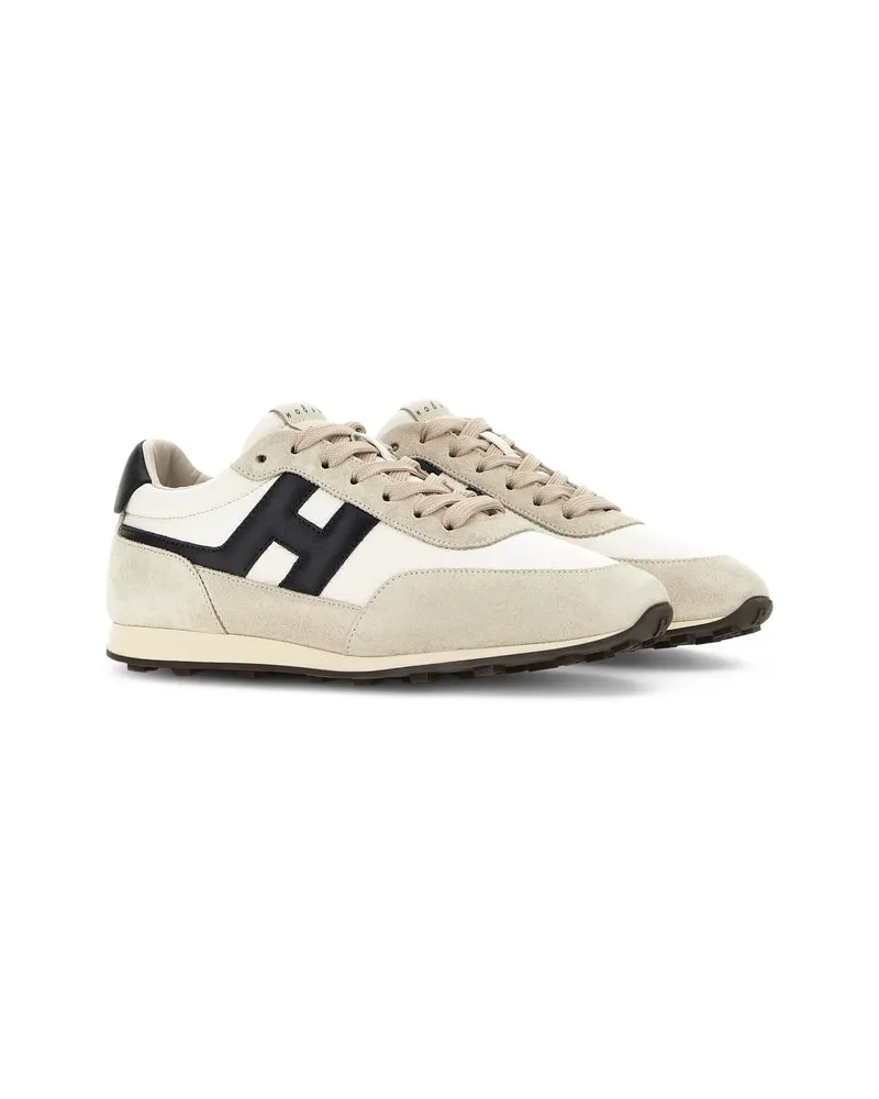Hogan Logo Patch and Suede Inserts Sneaker — Beige Beige