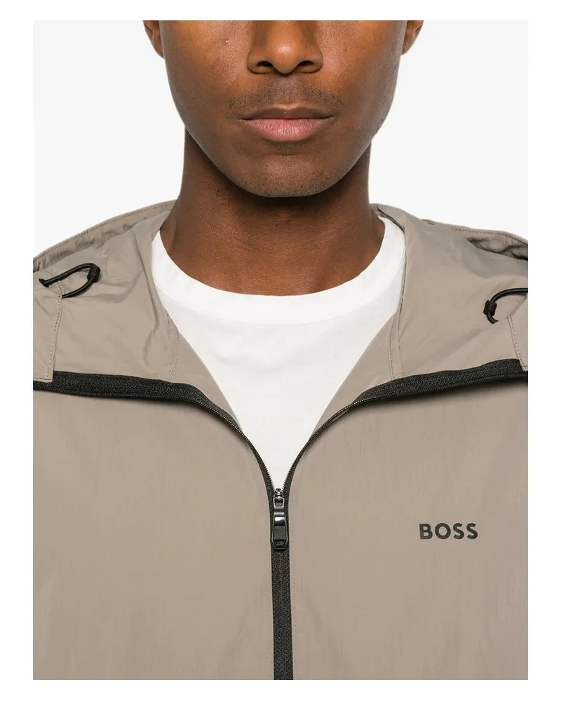 HUGO BOSS Hooded Polyester Jacket — Beige Beige