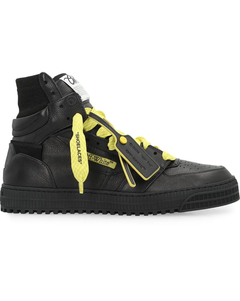 OFF-WHITE Men's High-Top Sneakers 3.0 Off Court Black Cow Hide Trainers Black