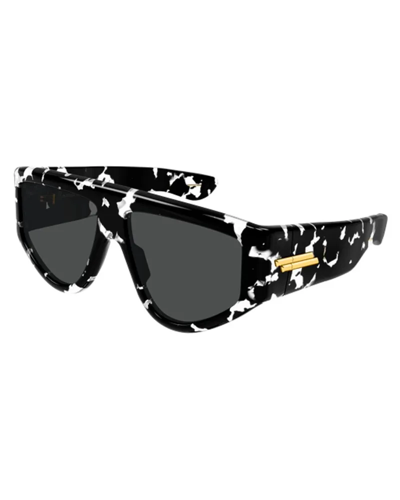 Bottega Veneta BV1492S Oversized Brow-Bar Sunglasses — Black Black