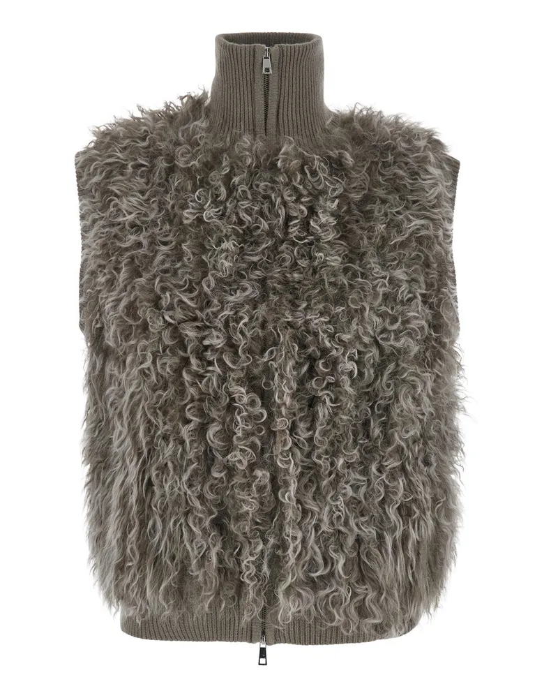 P.A.R.O.S.H. Curly Wool Gilet — Beige Beige