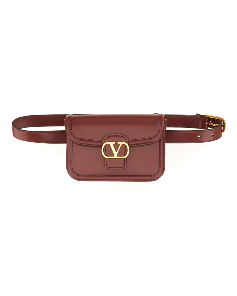 Valentino Garavani Women's 9to5 Leather Pouch Bordeaux Belt Bags Red
