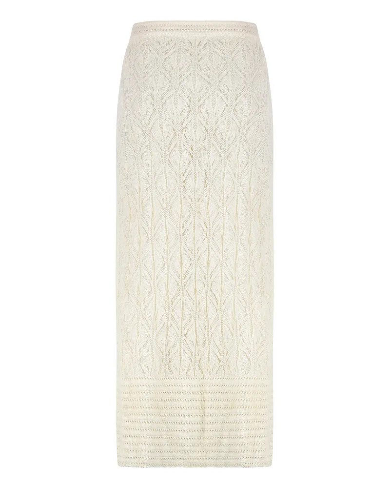 Le Kasha 1918 Women Openwork-Knit Skirt White Linen White