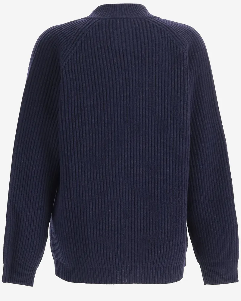 Gucci Boys' Wool Cardigan With Contrasting Stripes Navy Sweater Navy