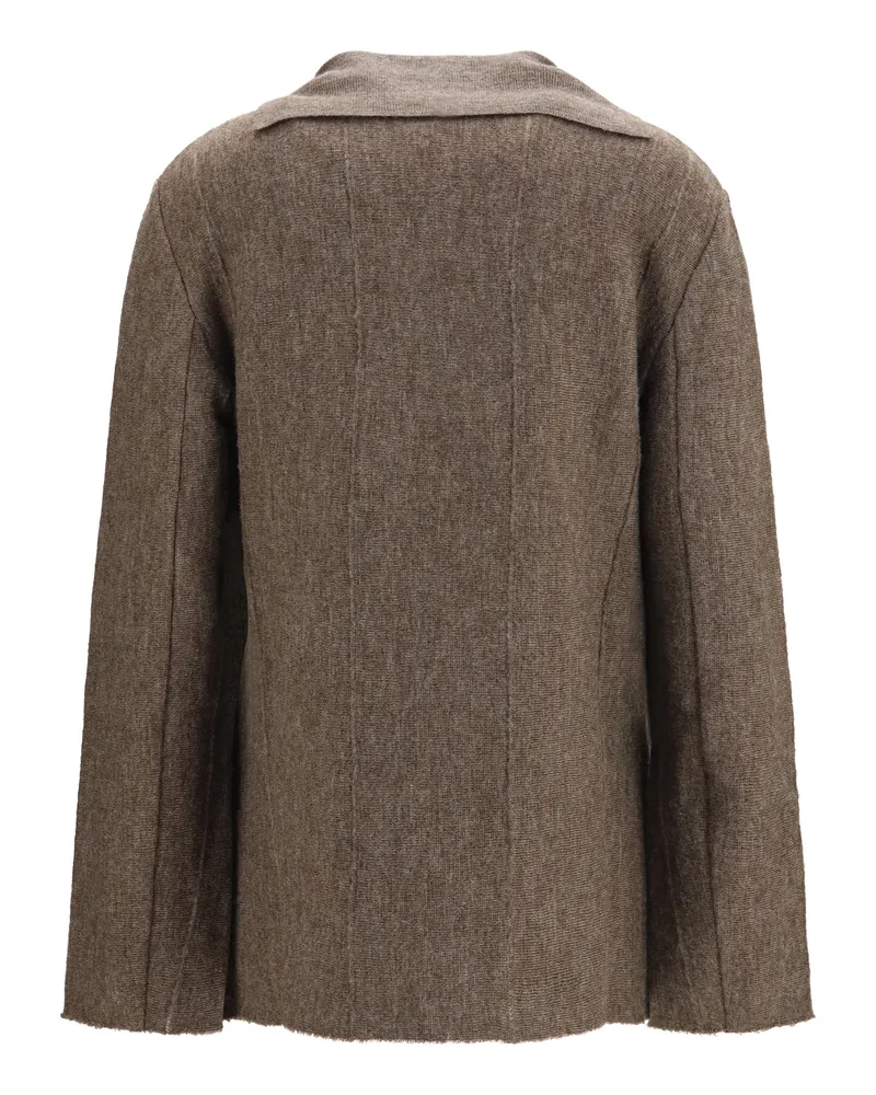 Giorgio Armani Wool Jersey with Leather Tassels Jacket — Camel Camel