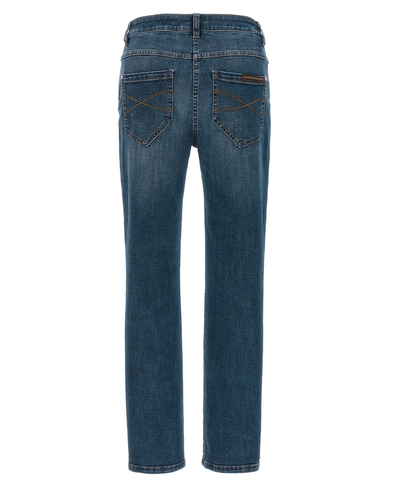 Brunello Cucinelli Women's Blue Cotton Straight-Leg Jeans Clothing Blue