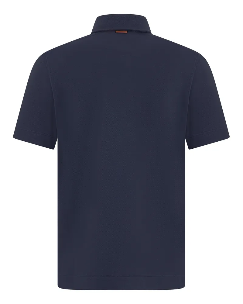 Ermenegildo Zegna Men's Polo Shirt With Pocket, Blue Cotton T-shirts And Polos Navy
