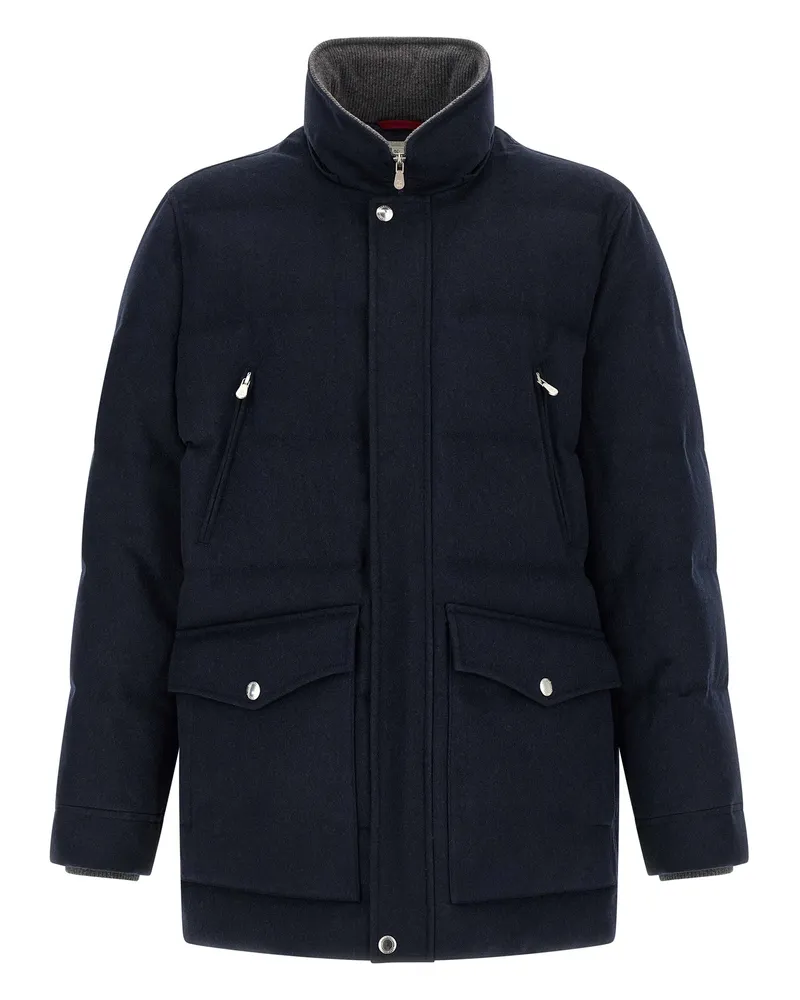 Brunello Cucinelli Men's Blue Wool Parka Clothing Navy