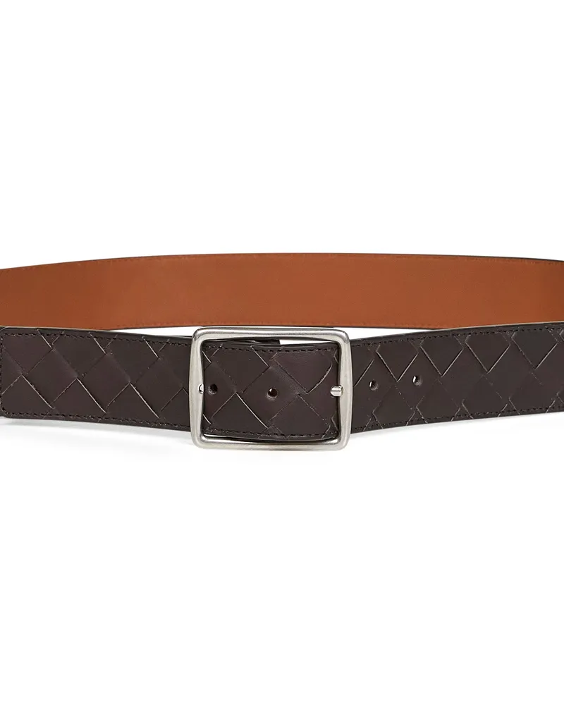 Bottega Veneta Men's Belt Reverso Two-Tone Brown Leather Calfskin Brown