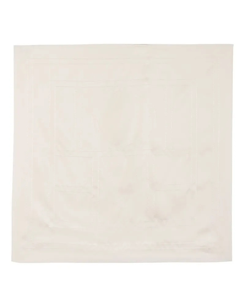 Totême Women's Embroidered Monogram Scarf -  Silk Beige Accessories Beige