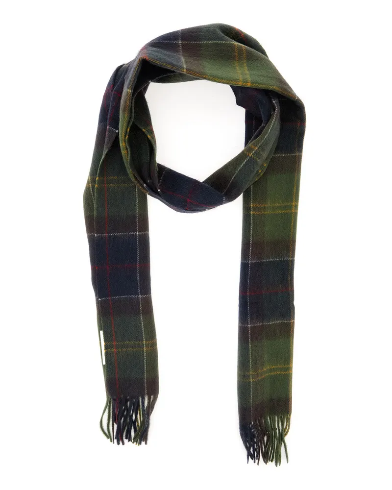 Barbour Women's Scarf Tartan Brown Acrylic Scarfs Green