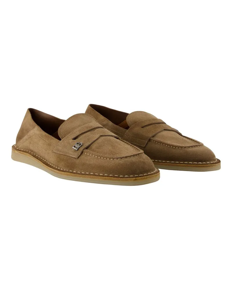 Dolce & Gabbana Men's Pantofola Slippers -  Leather Brown Calfskin Shoes Flat-Shoes Brown