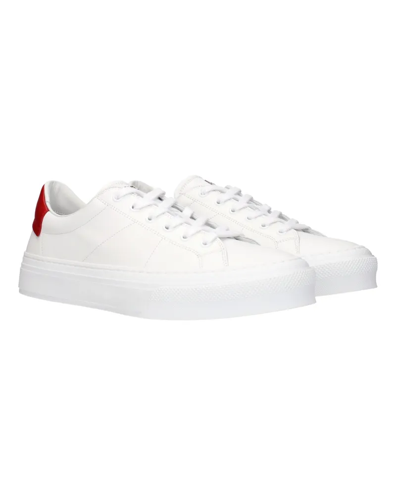 Givenchy Leather with Red Heel Tab Sneakers — White White