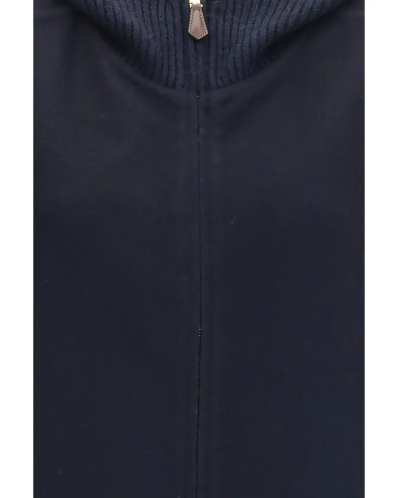 Loro Piana Women's Cashmere Cape Farrel Navy Blue (capra Hircus) Coat Navy