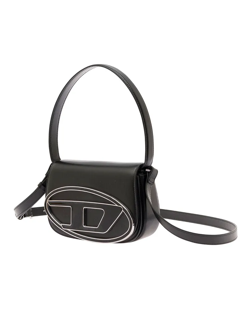 Diesel Women's Shoulder Bag 1dr Black Leather Pmu Handbags Hand Black