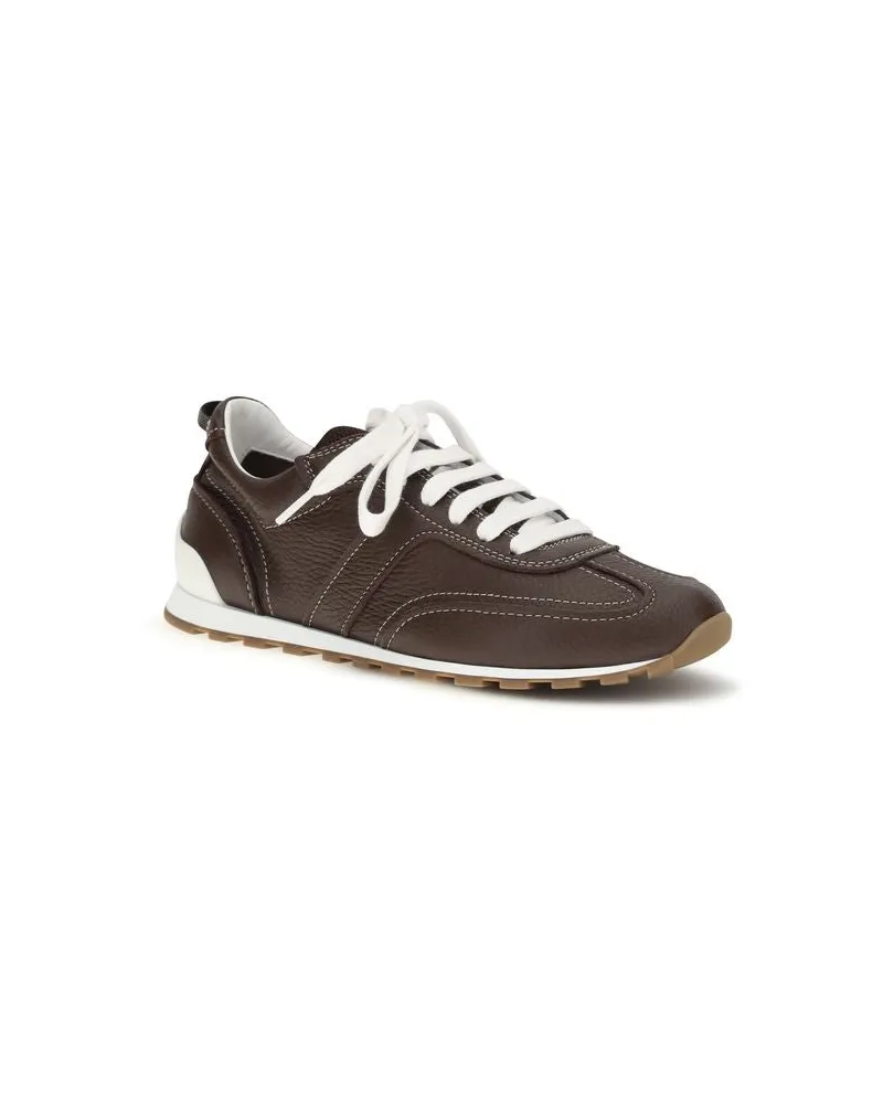 Brunello Cucinelli Women's Brown Calf Leather Bos Taurus Athletic Sneakers Brown