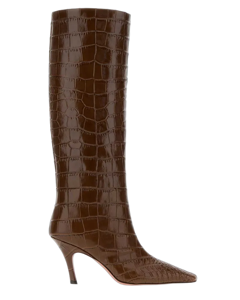 Amina Muaddi Brownprinte Boot — Brown Brown
