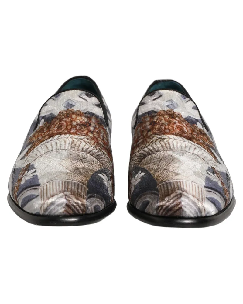 Dolce & Gabbana Men's Multicolor Floral Tapestry Embroidery Loafer Shoes Leather Multicolor