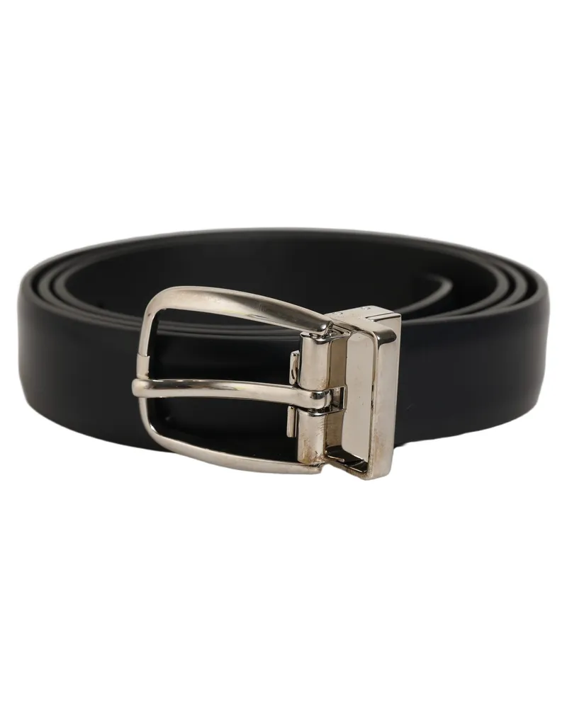 Dolce & Gabbana Calf Leather with Silver-Tone Buckle Belt — Blue Blue