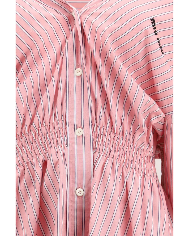 Miu Miu Women's Dress Striped Pink Cotton Pink