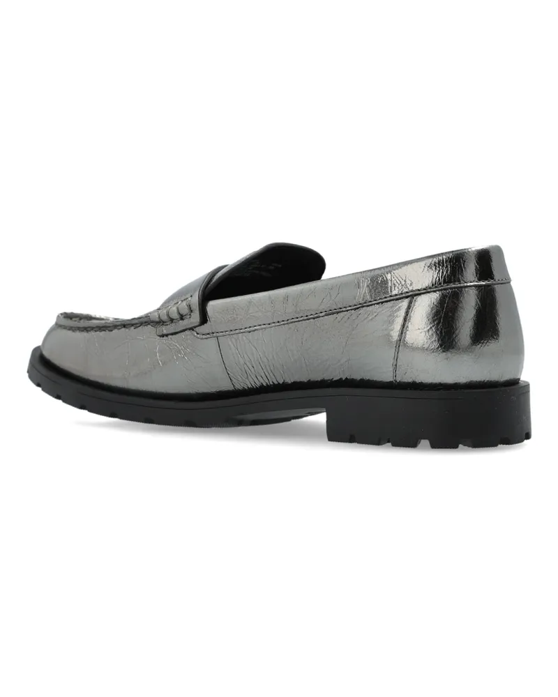 Coach Women's Jocelyn Crinkle Leather Logo Loafers Silver Shoes > Flats Silver