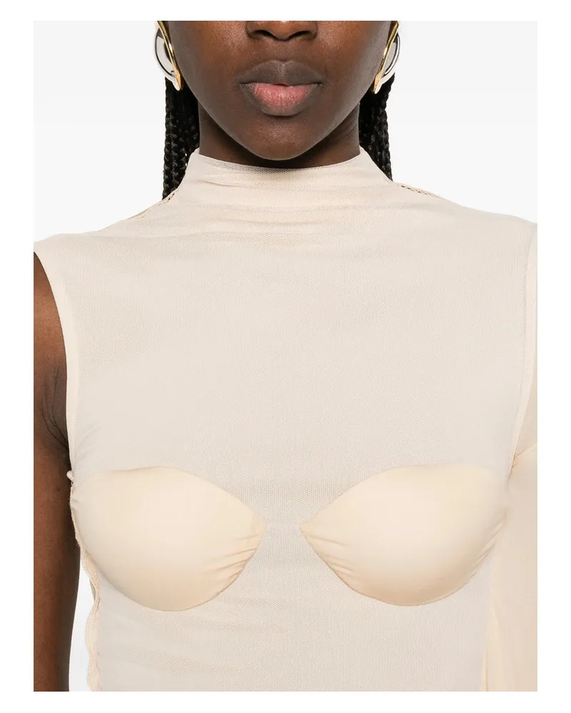 Jean Paul Gaultier Draped High Neck Dress Neutrals