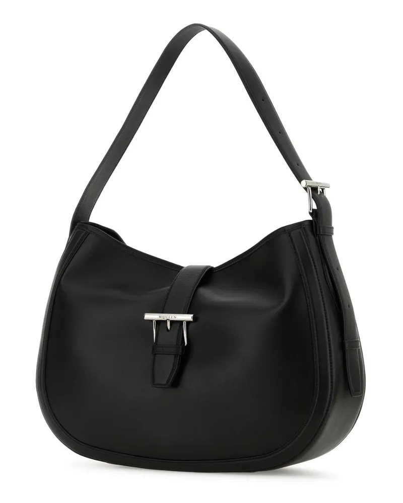 Alexander McQueen 8379141maad 1000 Blacksilver T-Bar Shoulder Borse A Mano Bag Black