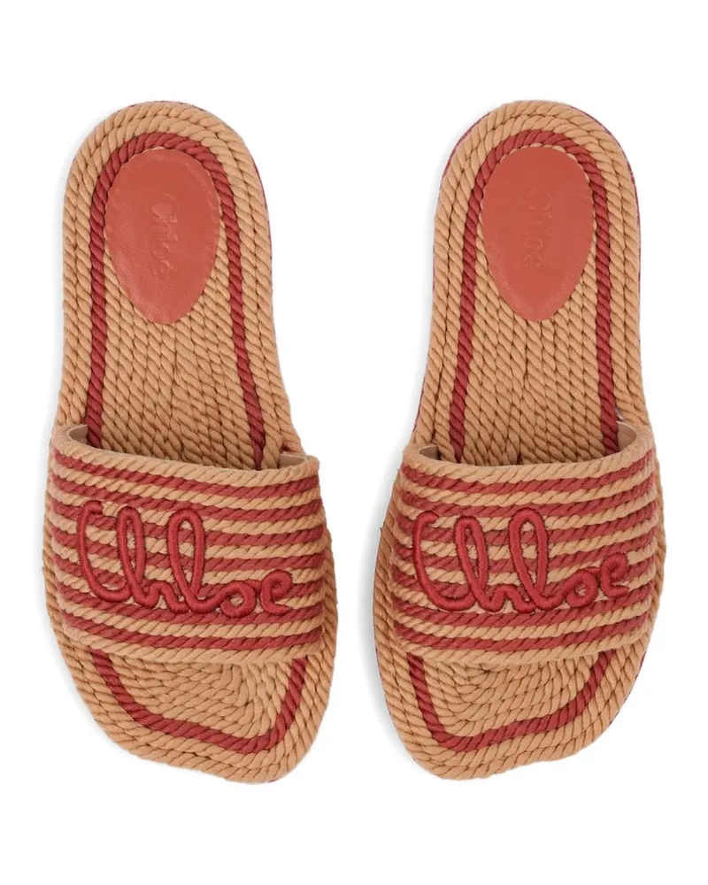 Chloé Striped Logo-Braided Sandal — Red Red
