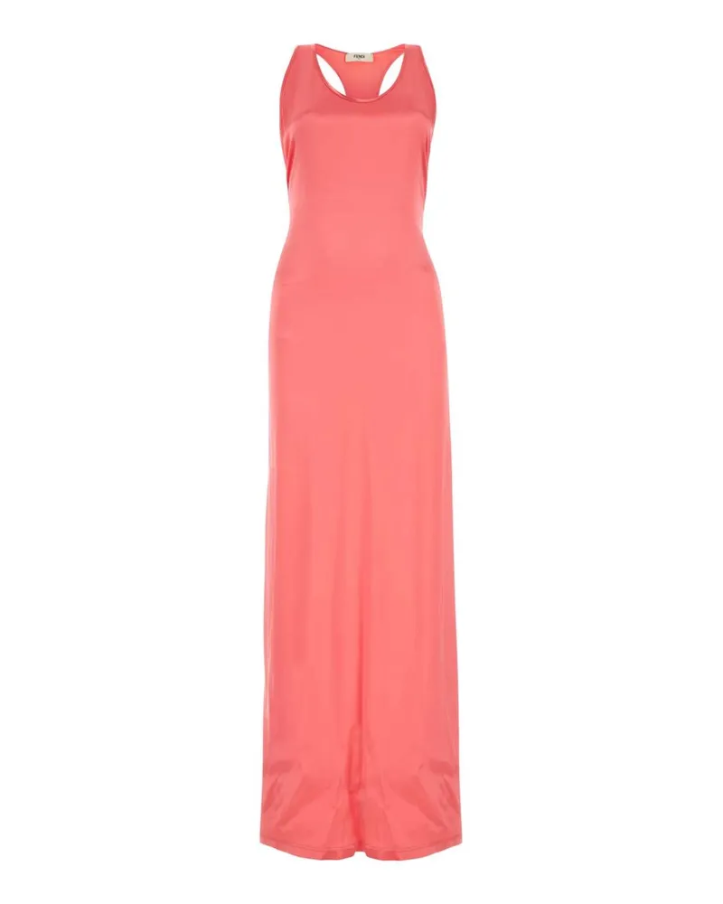 Fendi Viscose Satin Maxi Dress — Pink Pink