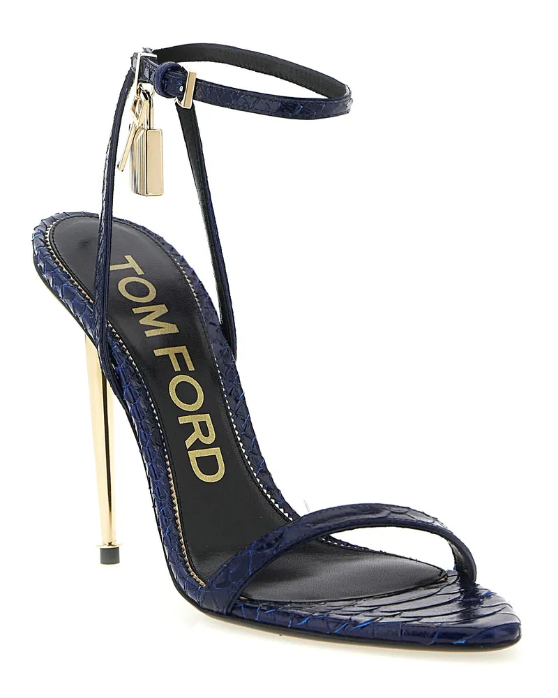 Tom Ford Women's Blue Calfskin Stiletto Heel Sandals Blue