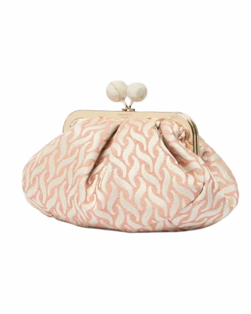 Max Mara Women's Clutch Bag Pasticcino Pink Multicolour Linen-Flax Handbags Linen/flax Hand Pink