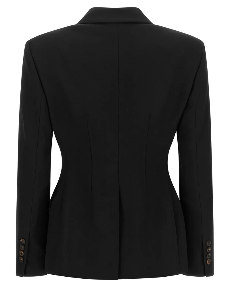 Brunello Cucinelli Double-Breasted Virgin Wool Blazer — Black Black