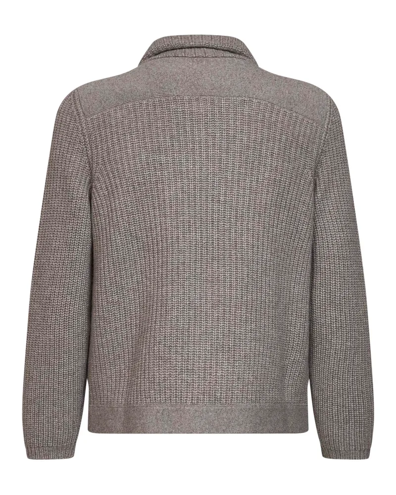 Brunello Cucinelli Men's Cardigan Marina Cashmere Mud Cardigans Sweater Gray