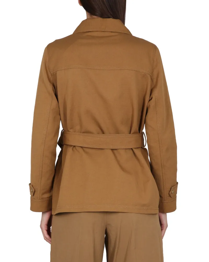 Fay Cotton-Linen Blend Safari Jacket — Brown Brown