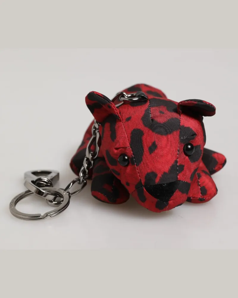 Dolce & Gabbana Men's Red Black Polyester Animal Silhouette Bag Keychain Keyring And Accessory Black