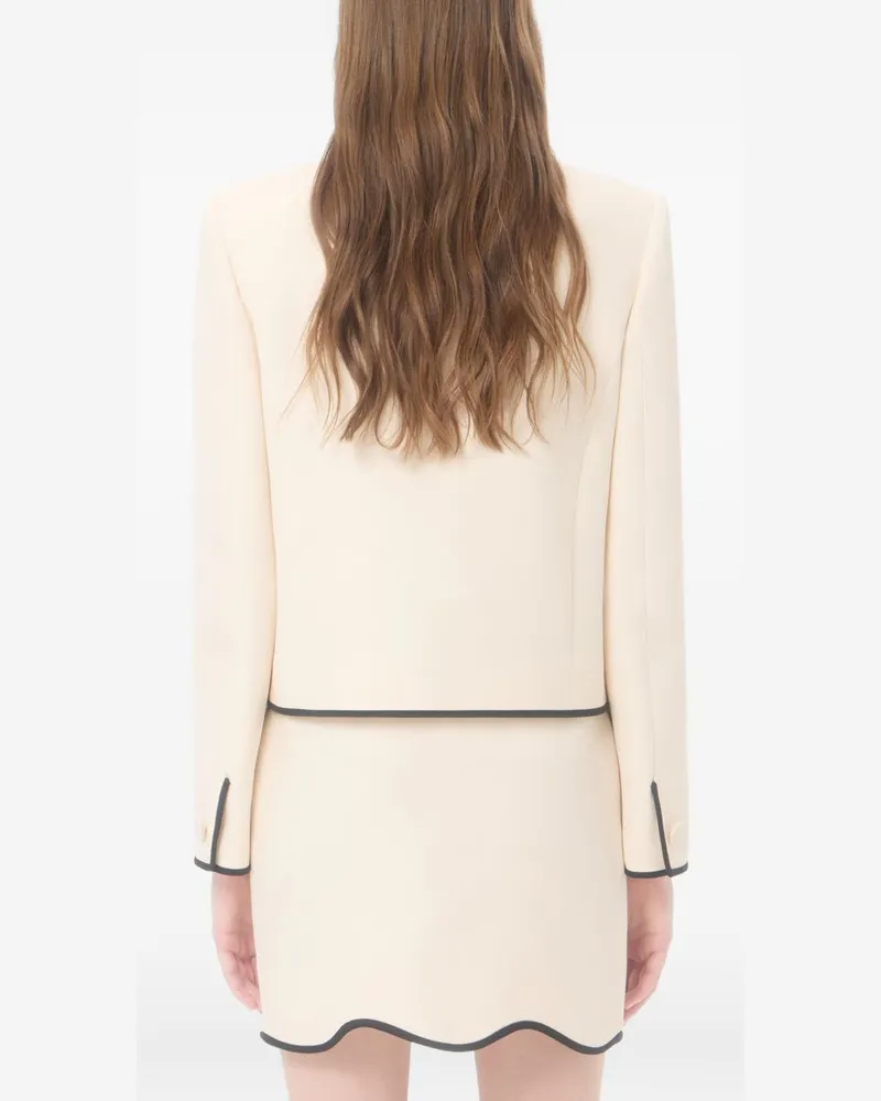 Valentino Garavani Wool and Silk Blend Blazer — Cream Cream