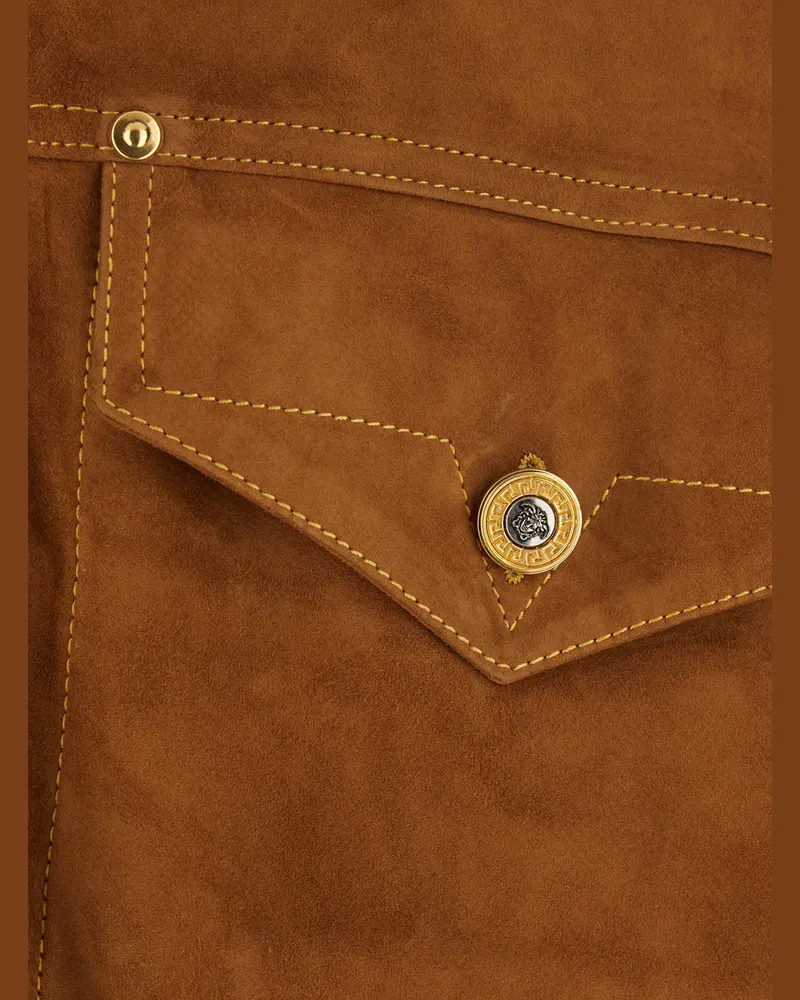 Versace Lambskin Suede Jacket — Beige Beige