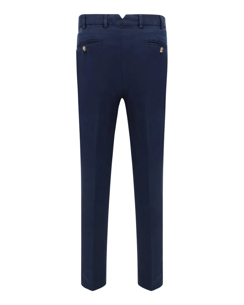 Brunello Cucinelli Men's Dyed Cotton Pants Navy Trousers Navy