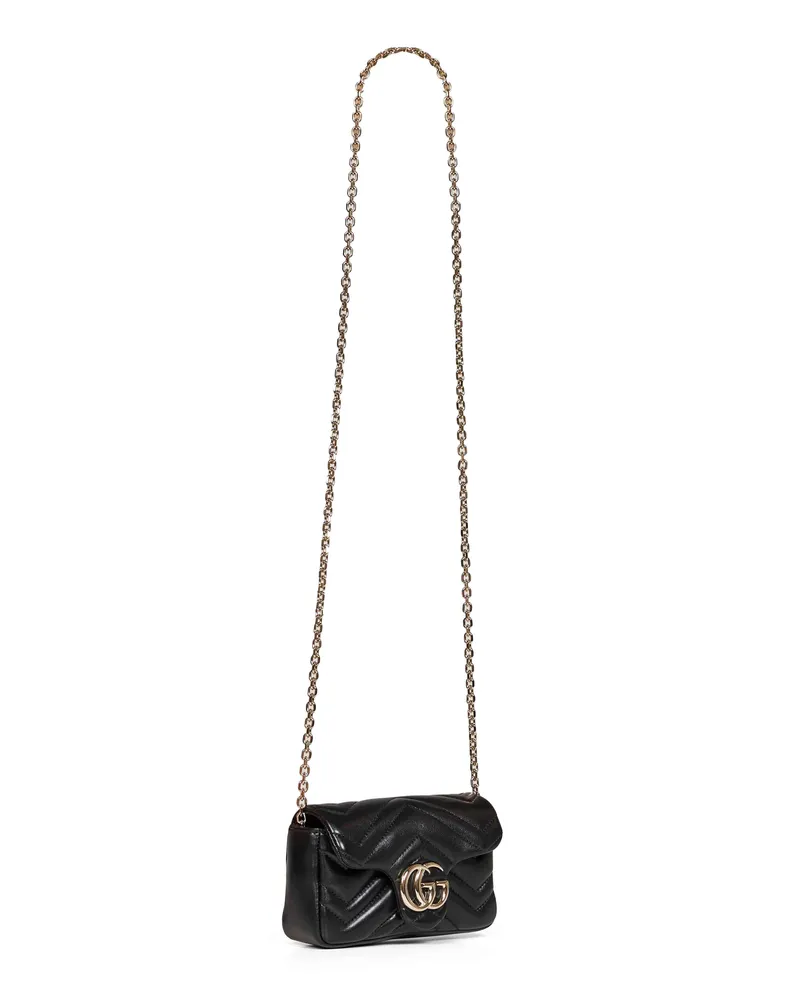 Gucci Women's Mini Crossbody Bag Gg Marmont Black Leather Lambskin Shoulder Black