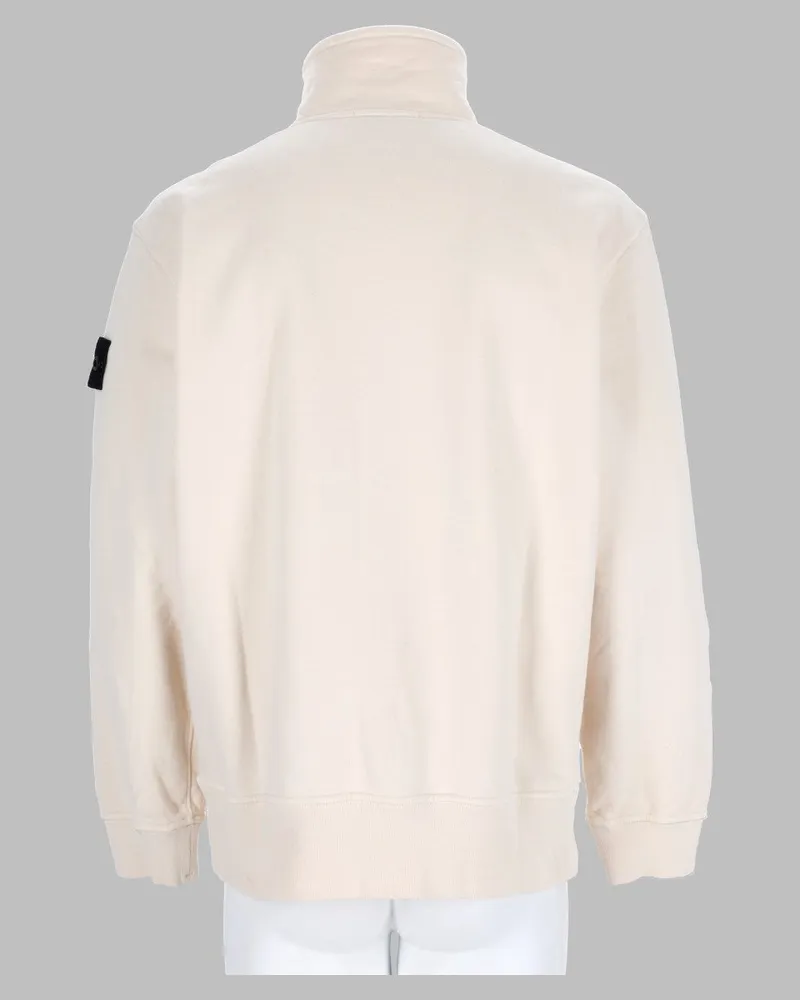 Stone Island Half-Zip Logo Patch Sweatshirt — Ivory Ivory