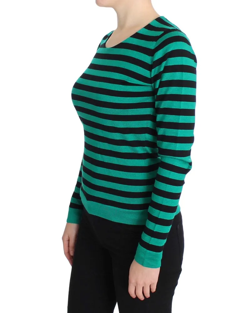 Dolce & Gabbana Women's Green Black Silk Cashmere Sweater Clothing Green