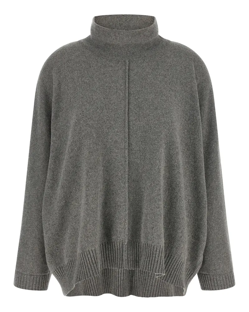 Alberta Ferretti Central-Stitched Cashmere-Blend Sweater — gray Gray